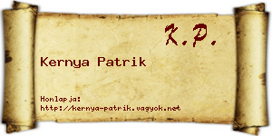 Kernya Patrik névjegykártya